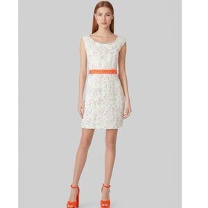Solemio Confetti Textured Cocktail Dress Sz M Short Sleeve Mini Low Back Party
